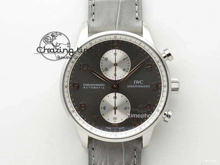 MIROTIME 0425 Portuguese IW545407 Black Dial ZF 1:1 Best Edition On Dark Blue Leather Strap DailyWear 7337